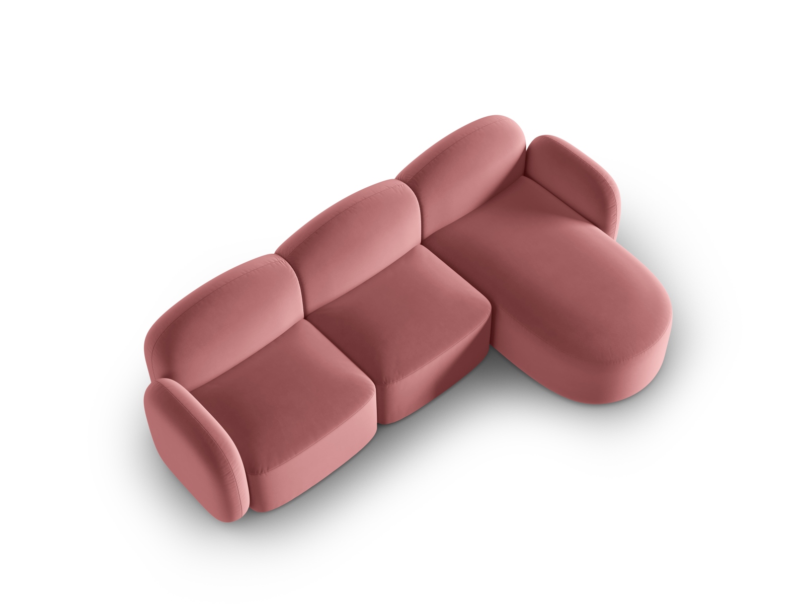 Velvet Right Corner Sofa, "Blair", 4 Seats, 274x167x76