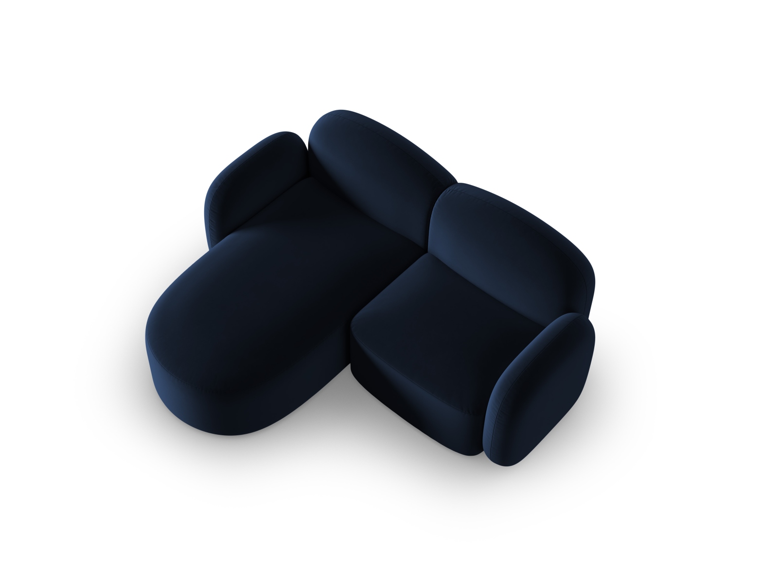 Velvet Left Corner Sofa, "Blair", 3 Seats, 194x167x76