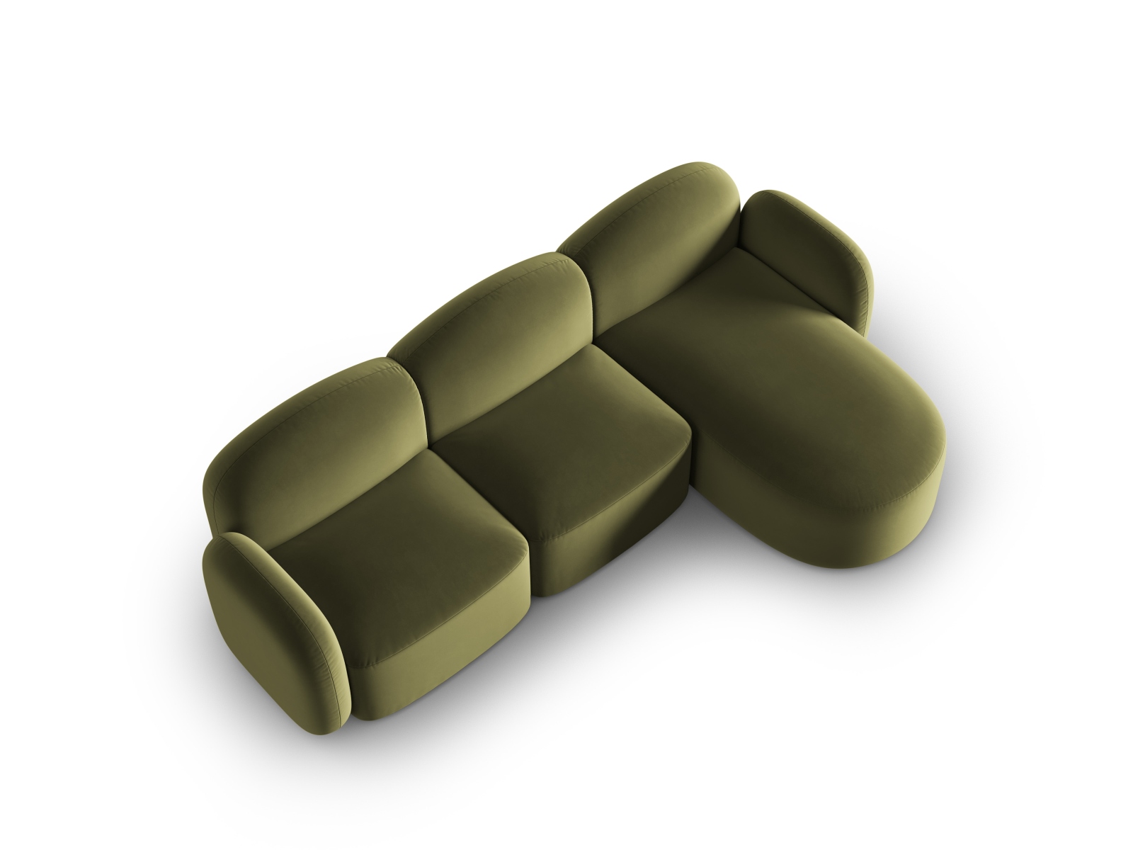 Velvet Right Corner Sofa, "Blair", 4 Seats, 274x167x76