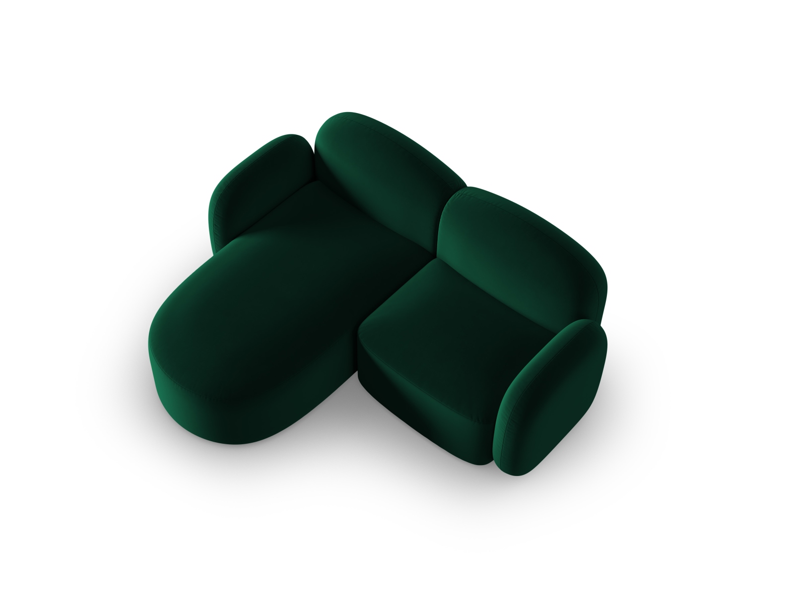 Velvet Left Corner Sofa, "Blair", 3 Seats, 194x167x76