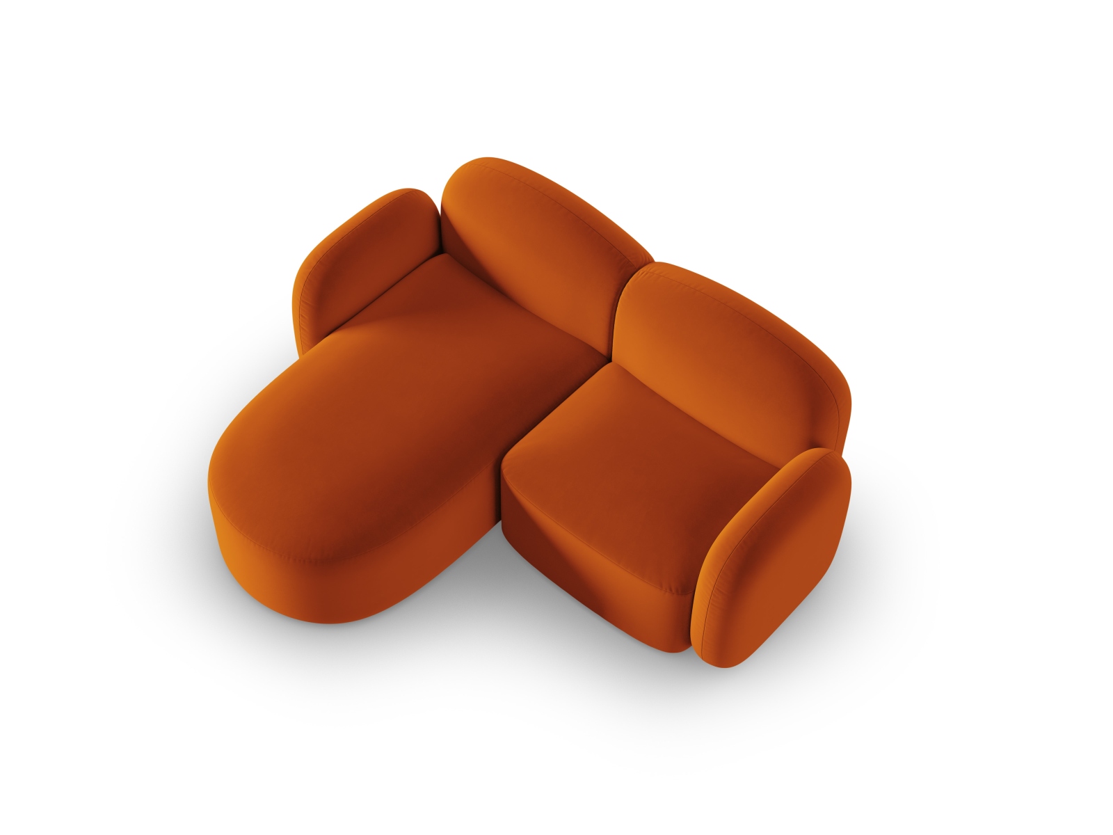 Velvet Left Corner Sofa, "Blair", 3 Seats, 194x167x76