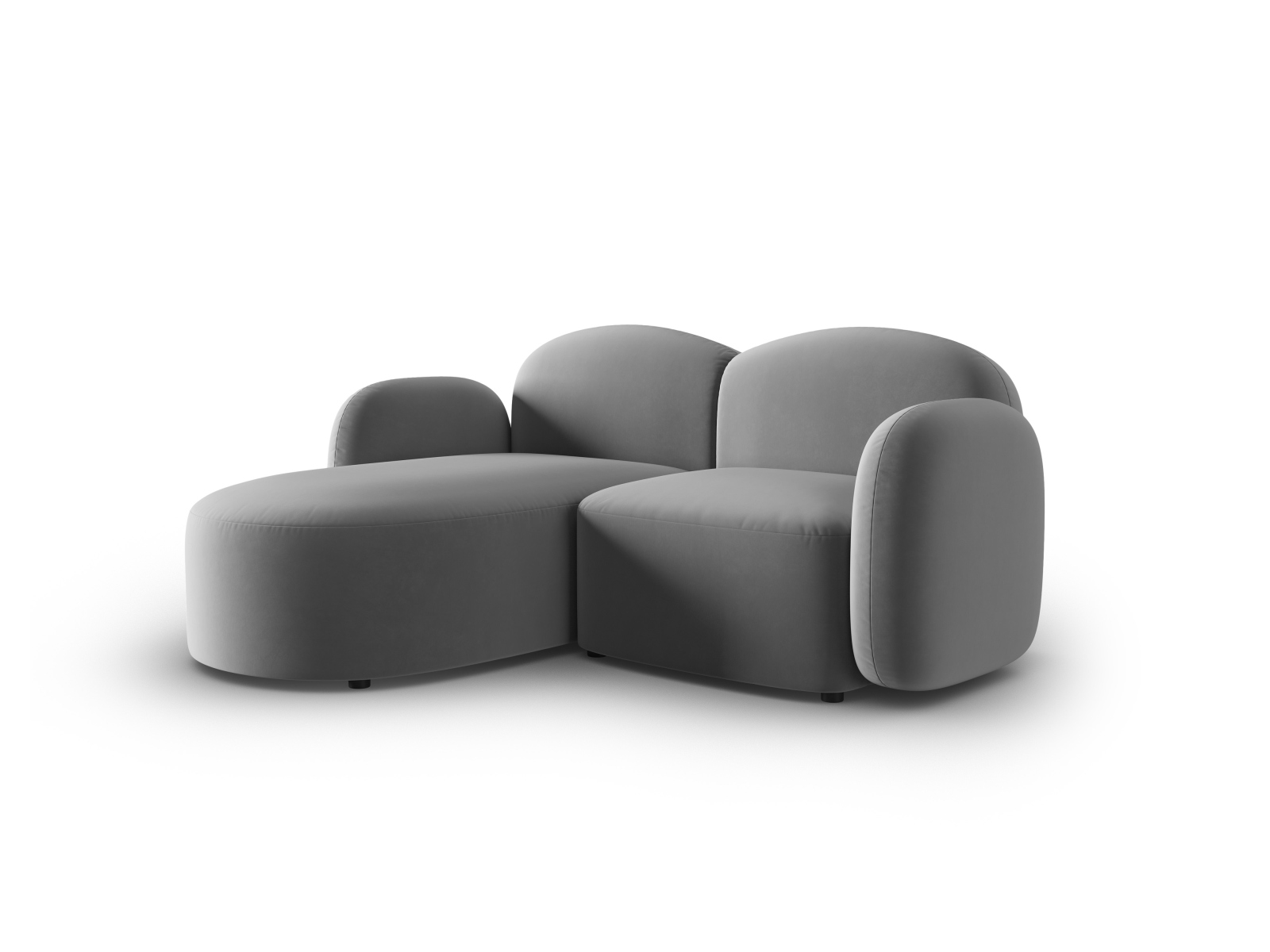 Velvet Left Corner Sofa, "Blair", 3 Seats, 194x167x76