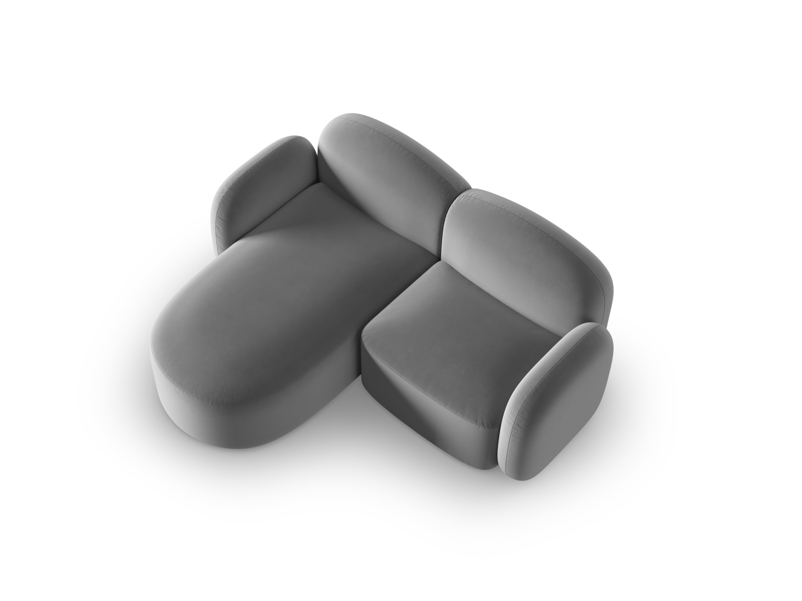 Velvet Left Corner Sofa, "Blair", 3 Seats, 194x167x76
