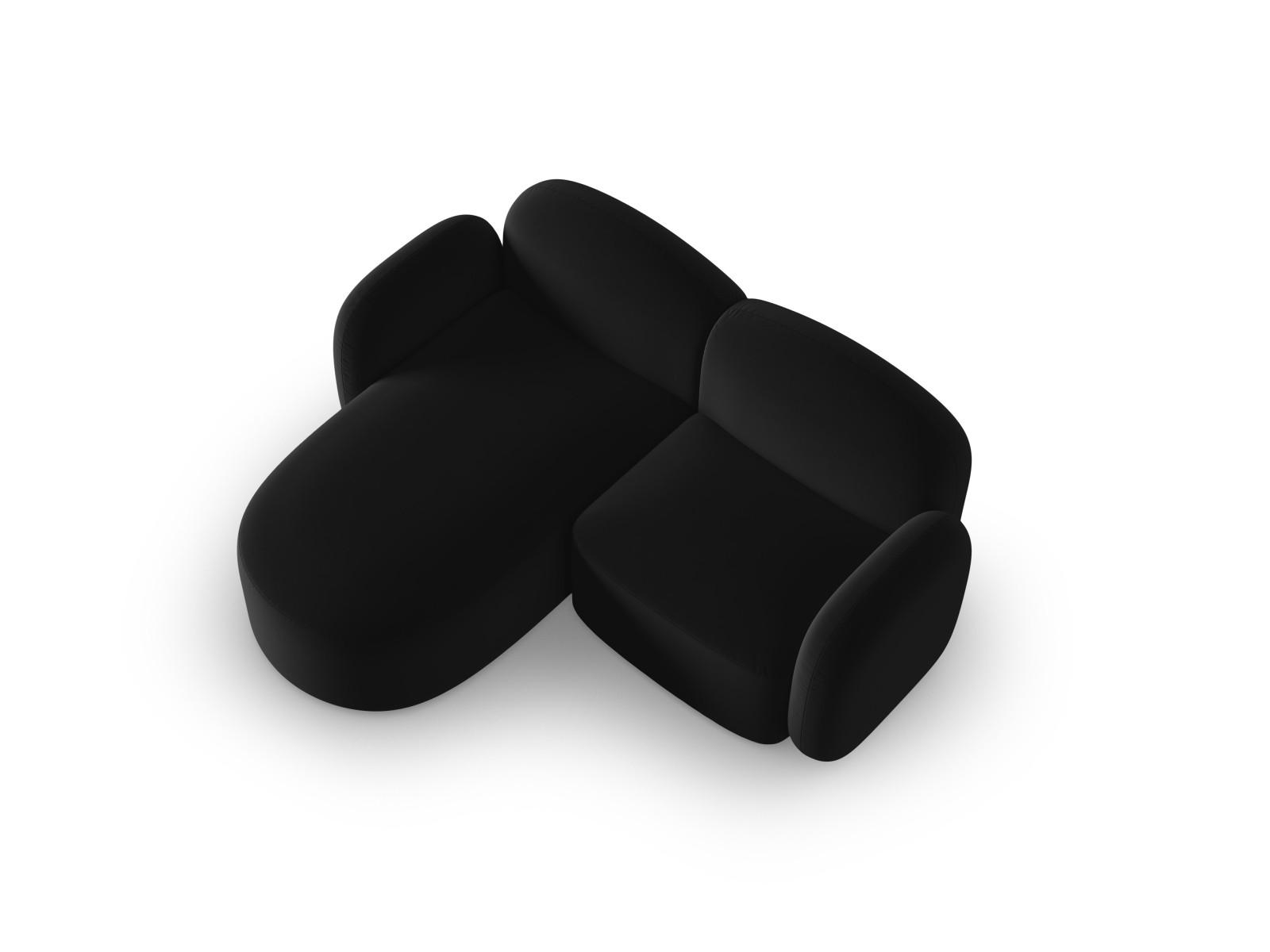 Velvet Left Corner Sofa, "Blair", 3 Seats, 194x167x76