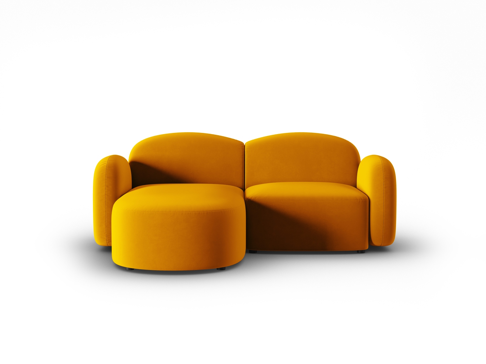 Velvet Left Corner Sofa, "Blair", 3 Seats, 194x167x76