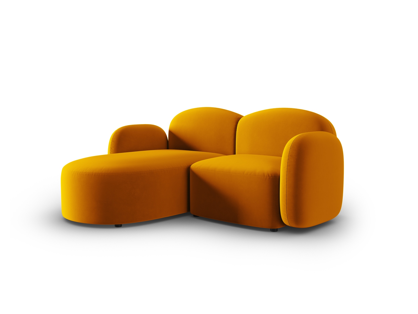 Velvet Left Corner Sofa, "Blair", 3 Seats, 194x167x76