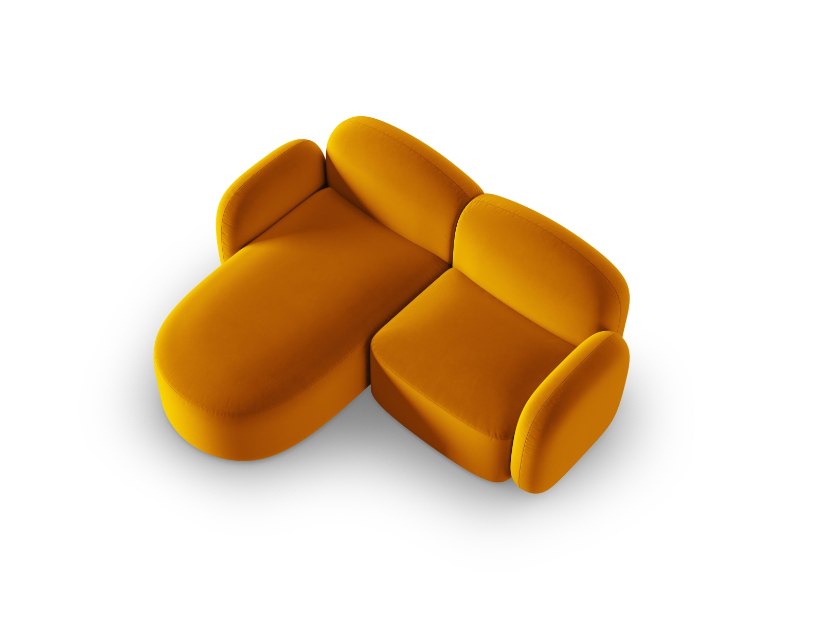 Velvet Left Corner Sofa, "Blair", 3 Seats, 194x167x76