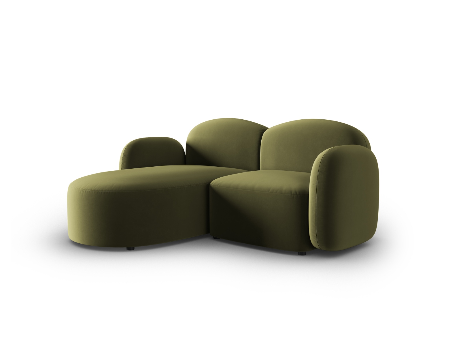 Velvet Left Corner Sofa, "Blair", 3 Seats, 194x167x76