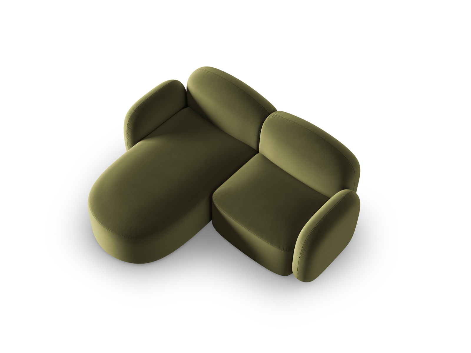 Velvet Left Corner Sofa, "Blair", 3 Seats, 194x167x76