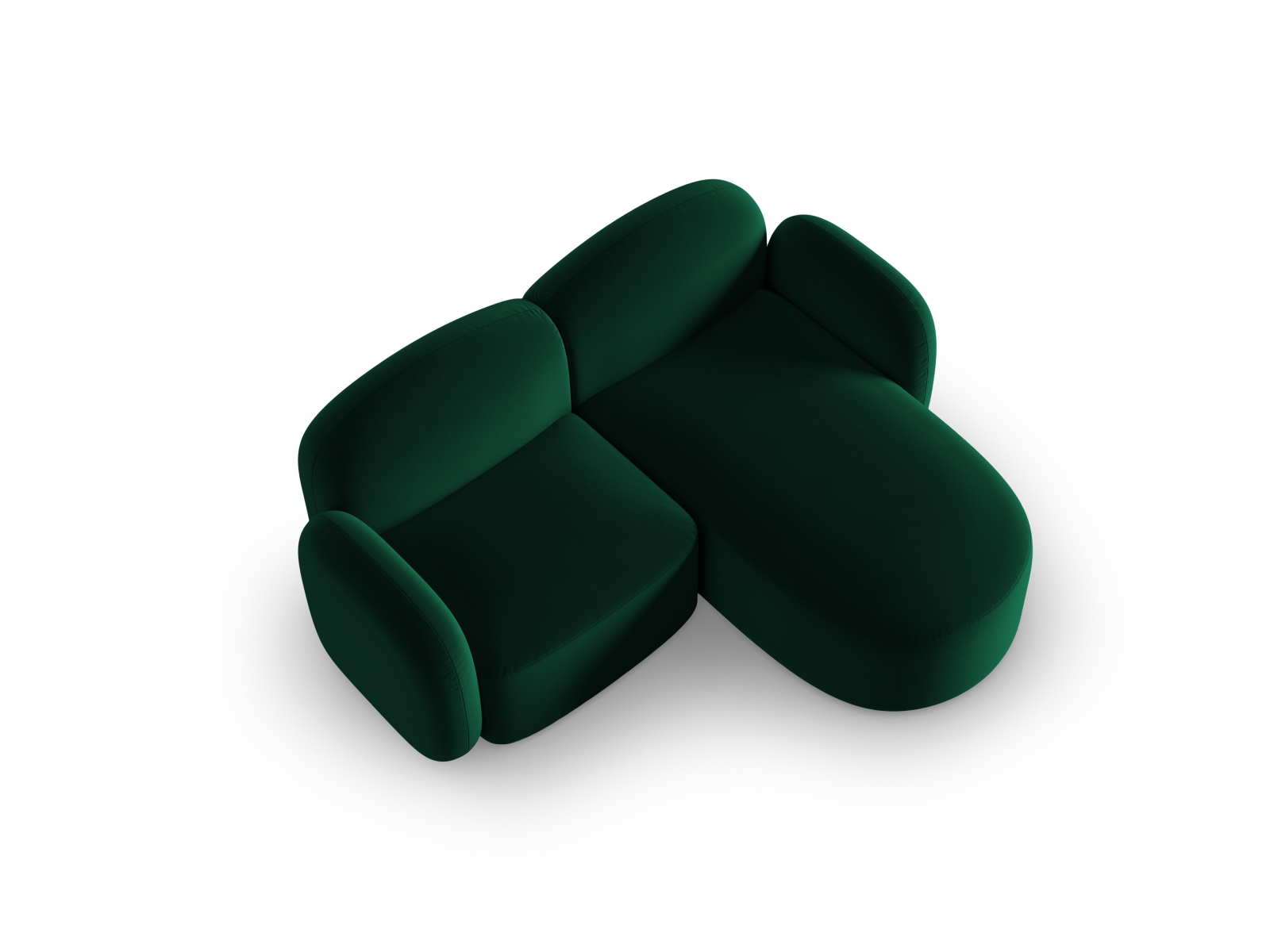 Velvet Right Corner Sofa, "Blair", 3 Seats, 194x167x76