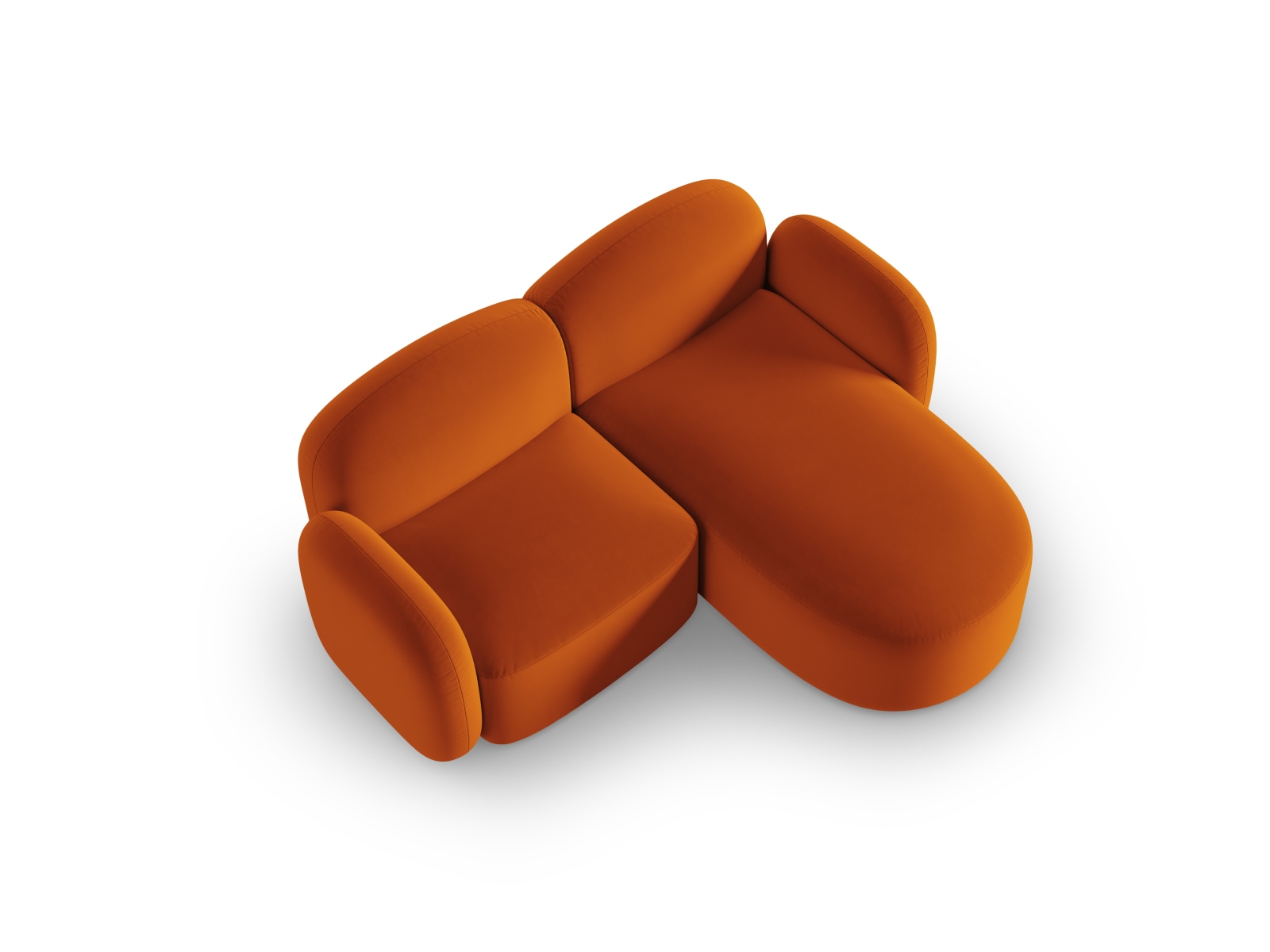 Velvet Right Corner Sofa, "Blair", 3 Seats, 194x167x76