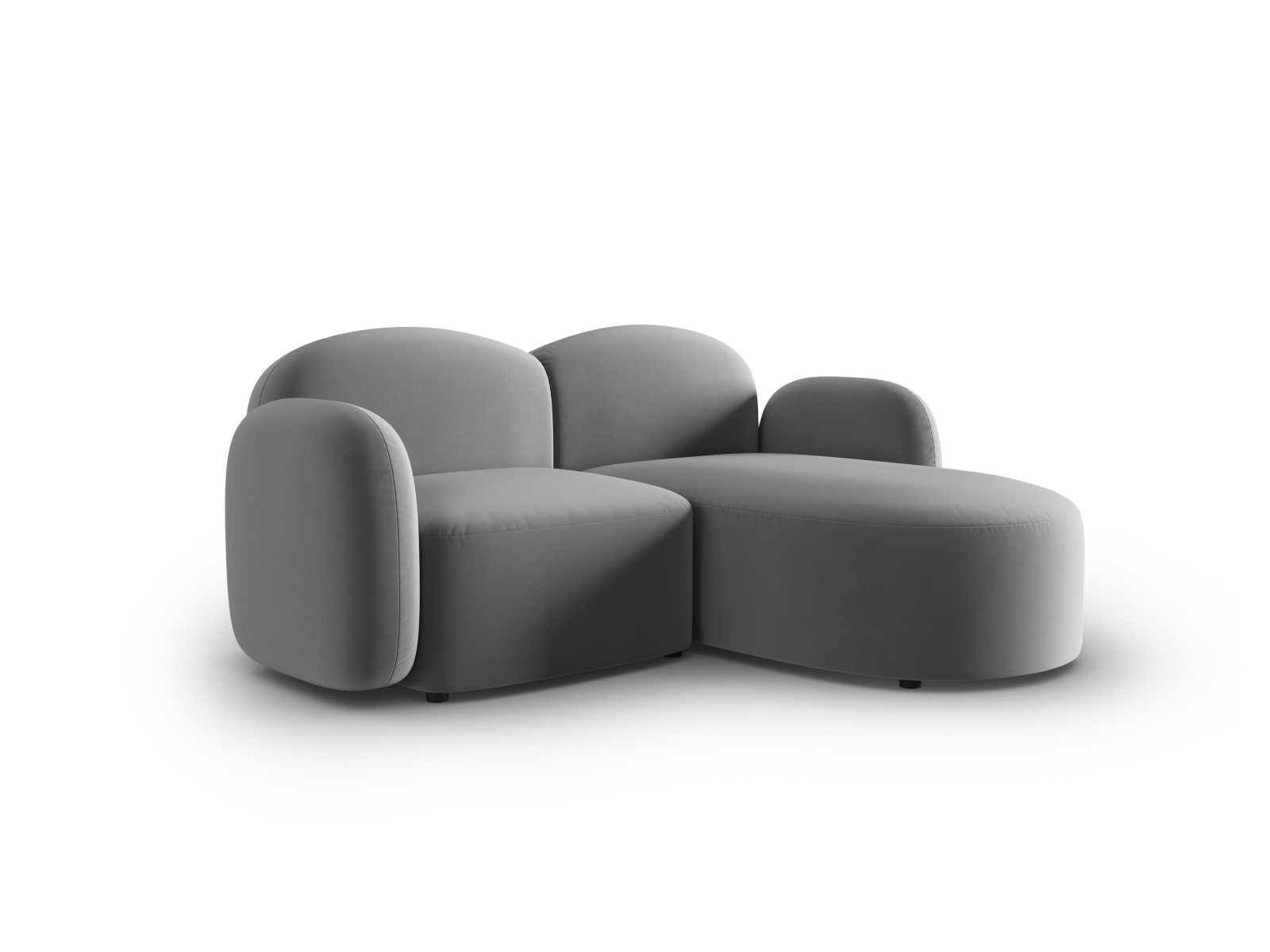 Velvet Right Corner Sofa, "Blair", 3 Seats, 194x167x76