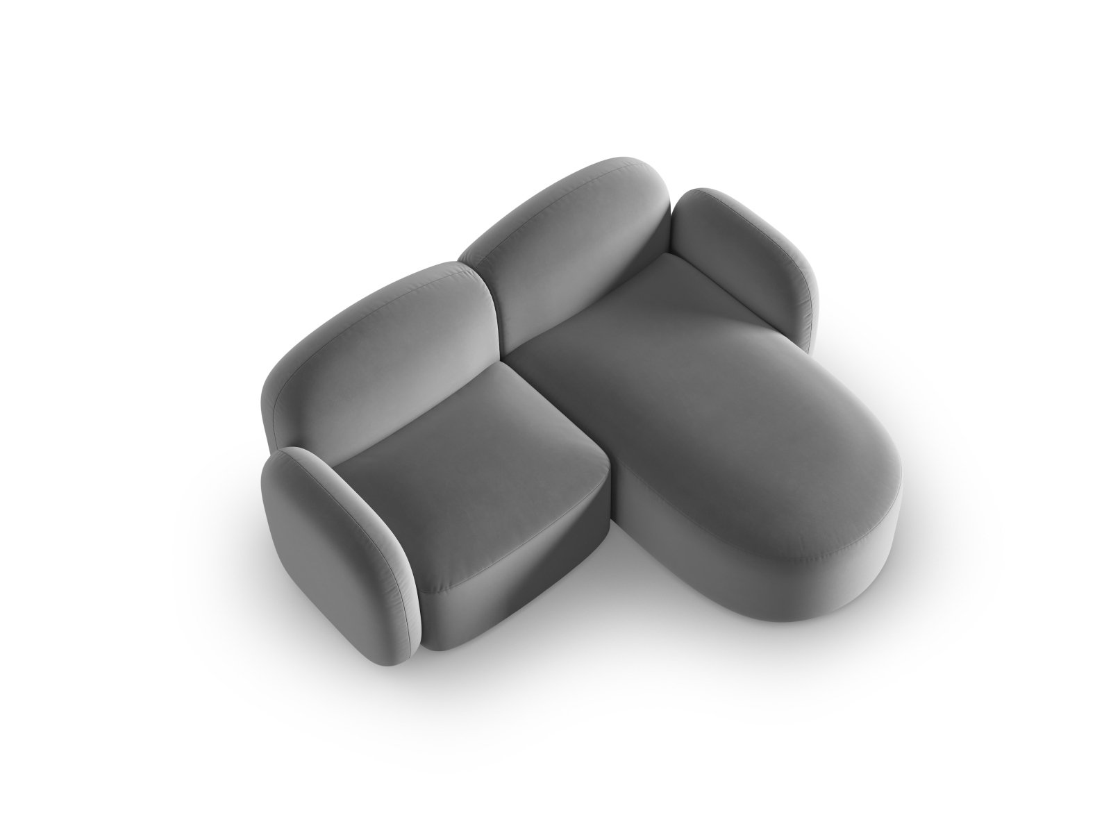 Velvet Right Corner Sofa, "Blair", 3 Seats, 194x167x76