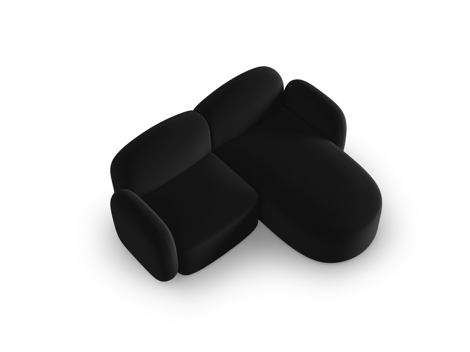 Velvet Right Corner Sofa, "Blair", 3 Seats, 194x167x76