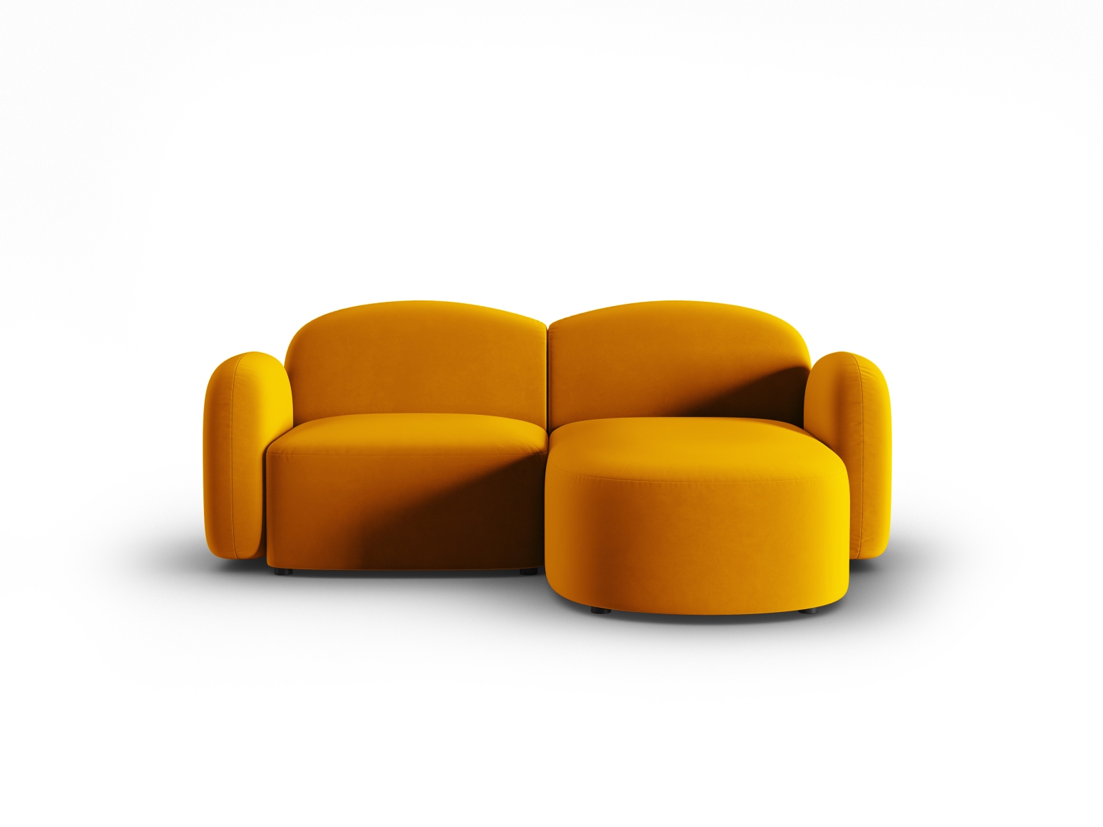 Velvet Right Corner Sofa, "Blair", 3 Seats, 194x167x76