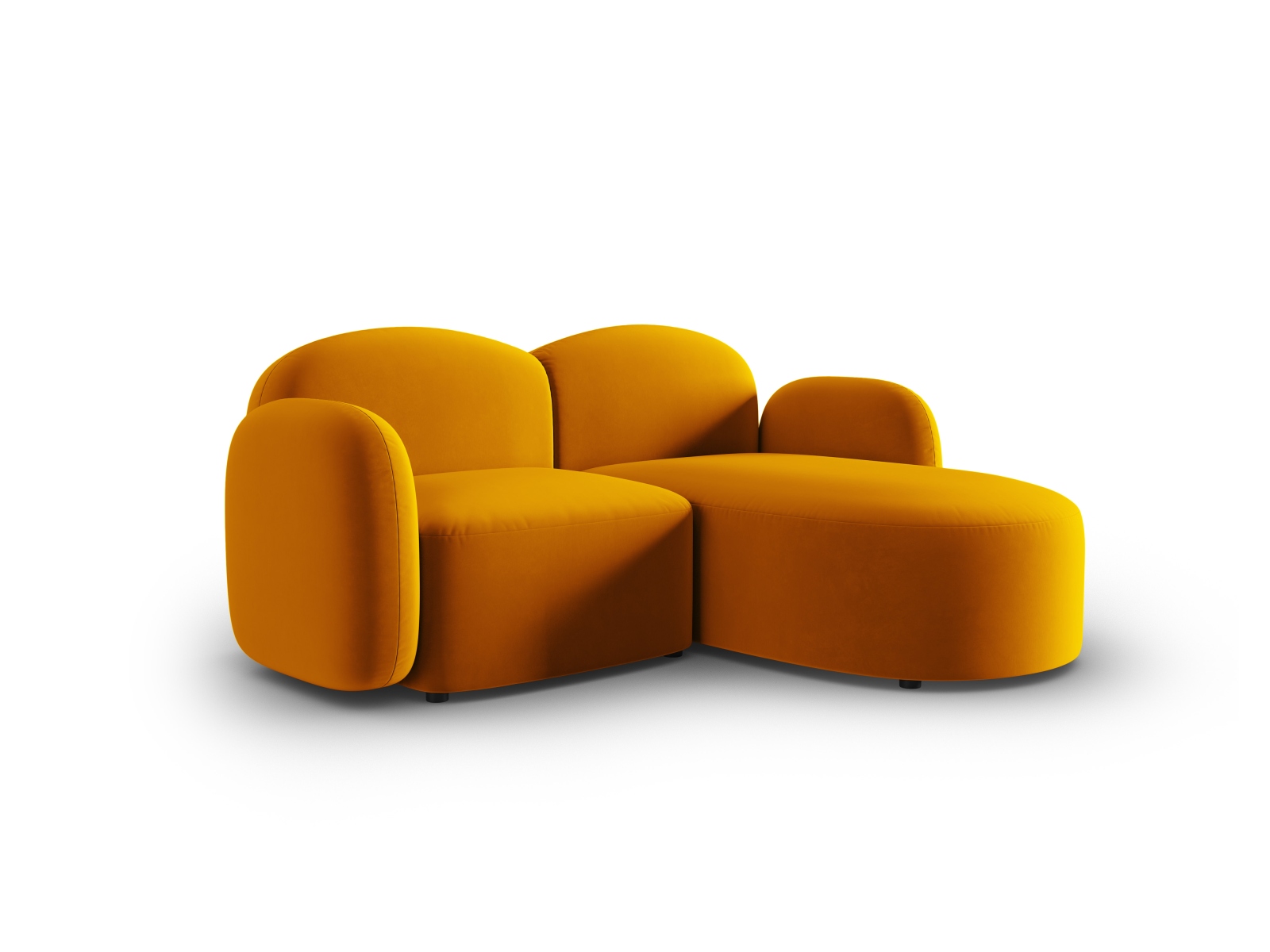 Velvet Right Corner Sofa, "Blair", 3 Seats, 194x167x76