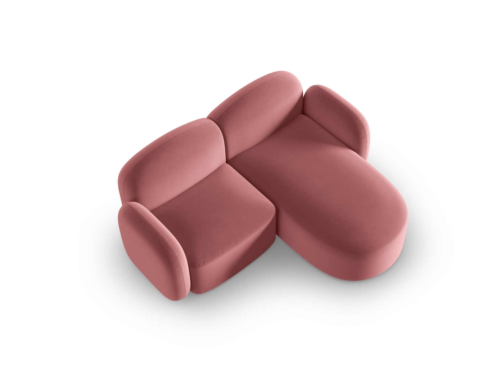 Velvet Right Corner Sofa, "Blair", 3 Seats, 194x167x76