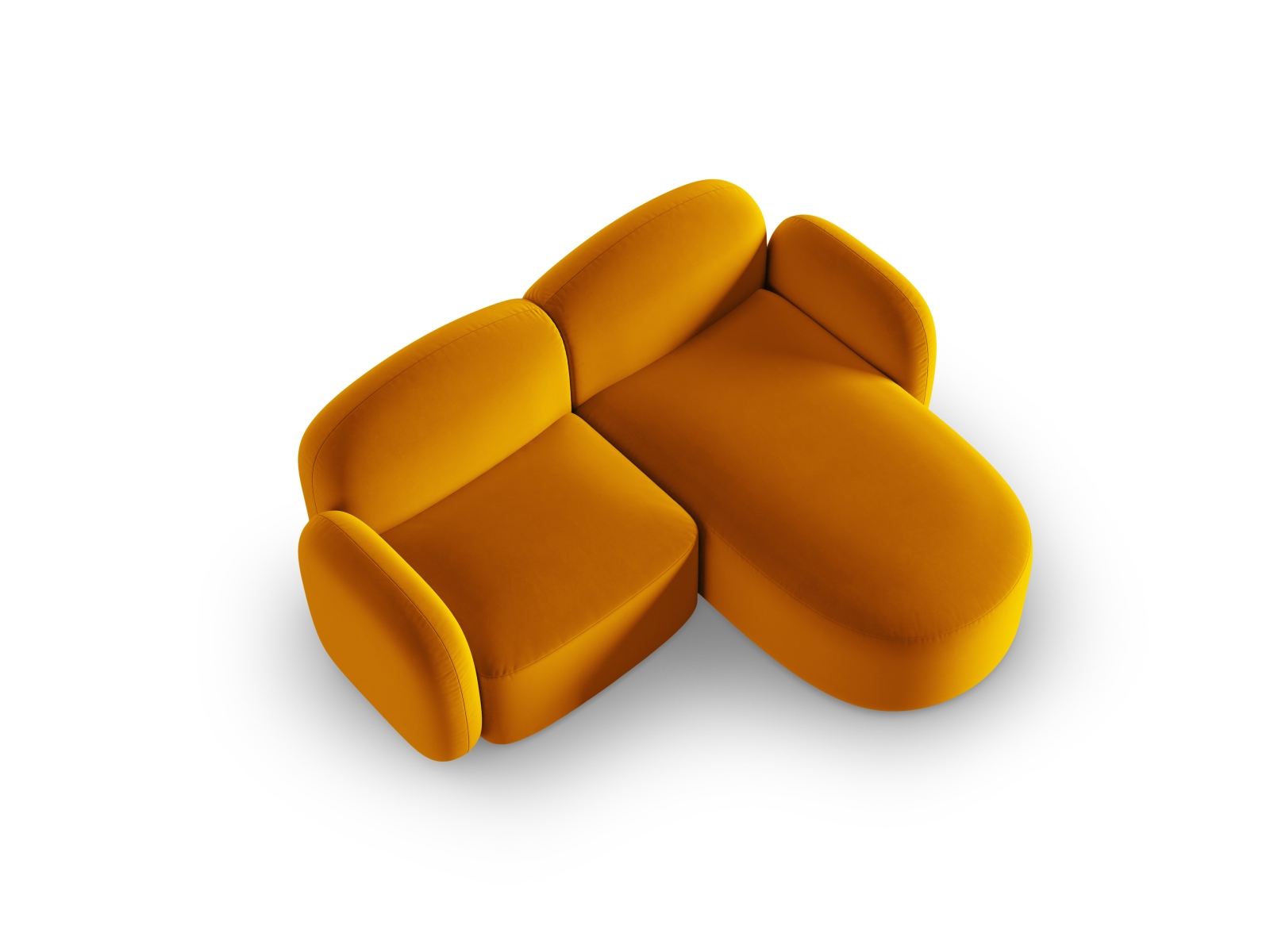 Velvet Right Corner Sofa, "Blair", 3 Seats, 194x167x76