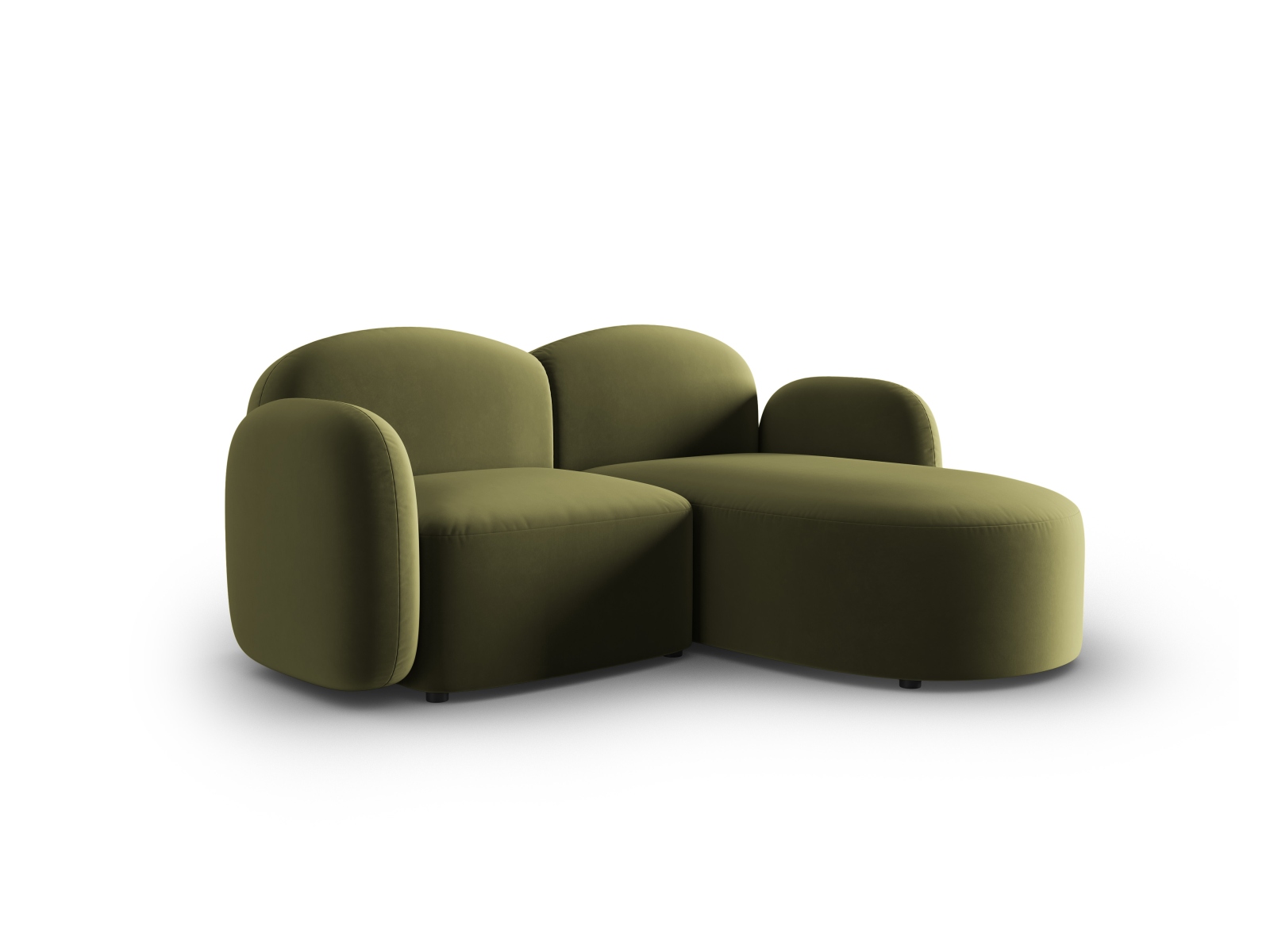 Velvet Right Corner Sofa, "Blair", 3 Seats, 194x167x76