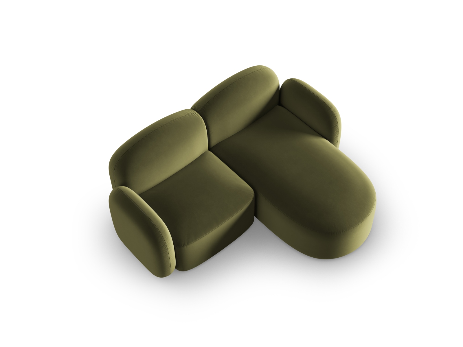 Velvet Right Corner Sofa, "Blair", 3 Seats, 194x167x76