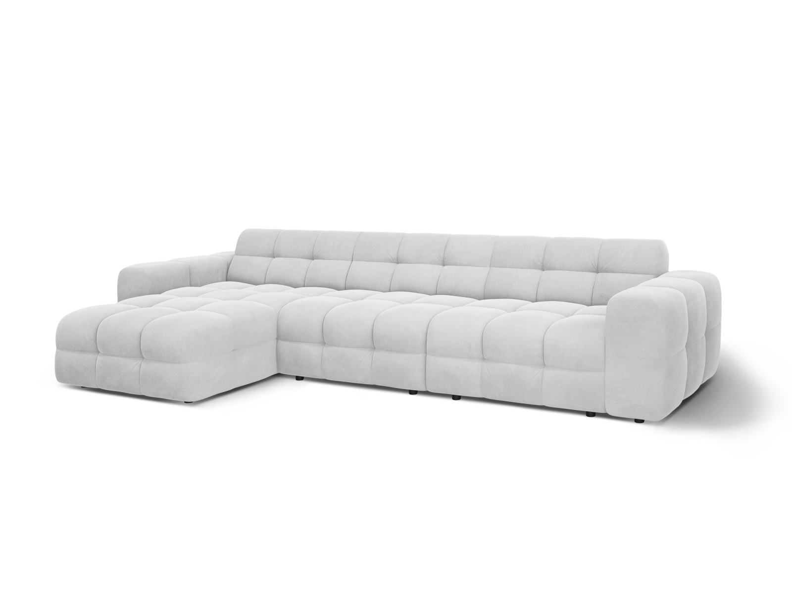 Velvet Left Corner Sofa, "Kendal", 5 Seats, 357x173x79