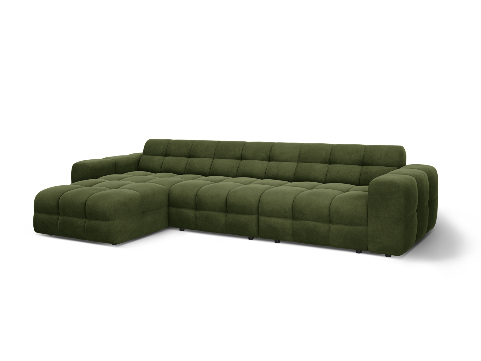 Velvet Left Corner Sofa, "Kendal", 5 Seats, 357x173x79