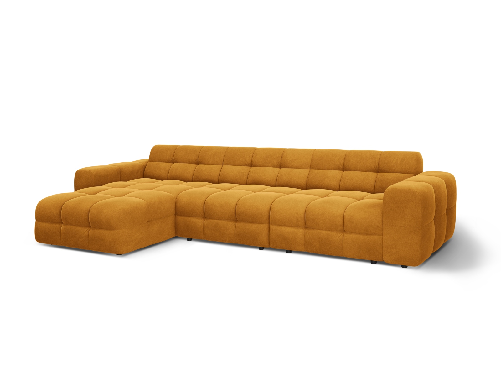 Velvet Left Corner Sofa, "Kendal", 5 Seats, 357x173x79