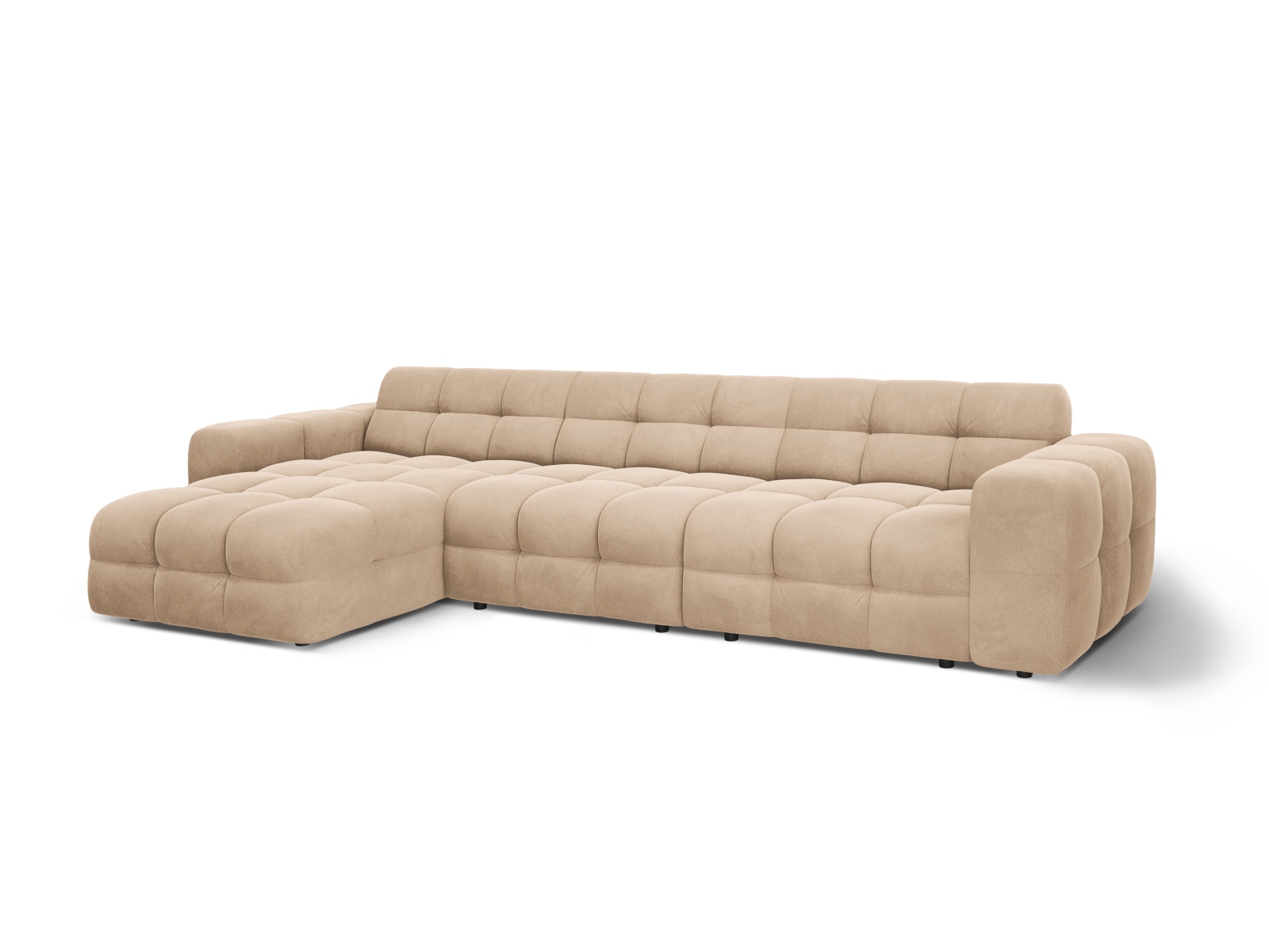 Velvet Left Corner Sofa, "Kendal", 5 Seats, 357x173x79