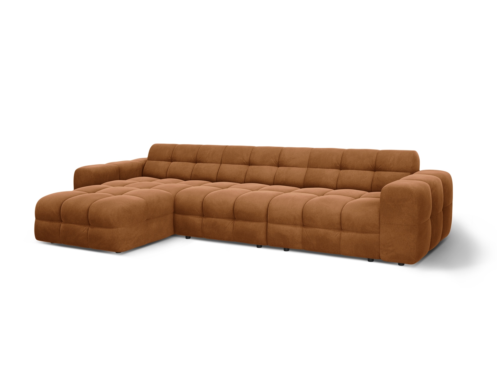 Velvet Left Corner Sofa, "Kendal", 5 Seats, 357x173x79