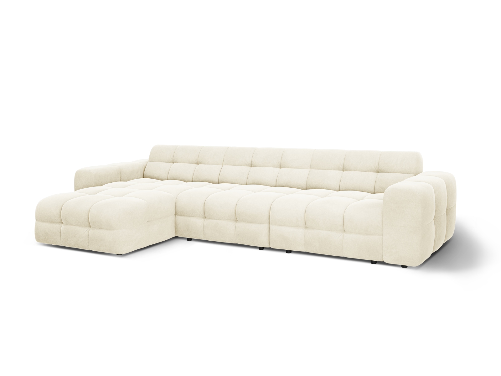 Velvet Left Corner Sofa, "Kendal", 5 Seats, 357x173x79