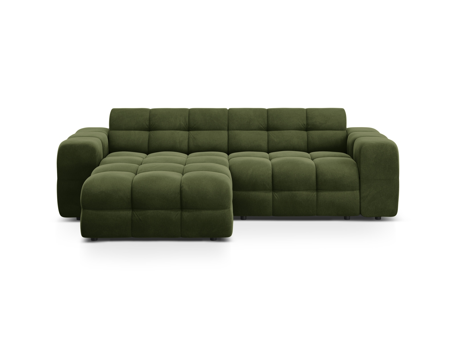 Velvet Left Corner Sofa, "Kendal", 4 Seats, 256x173x79