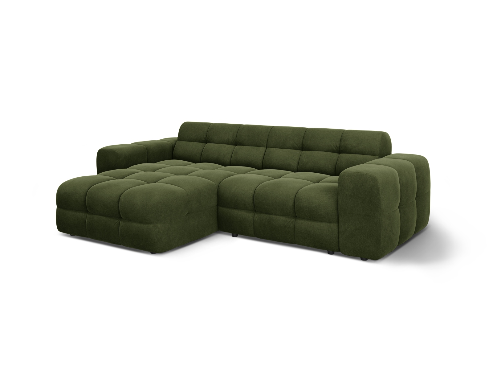 Velvet Left Corner Sofa, "Kendal", 4 Seats, 256x173x79
