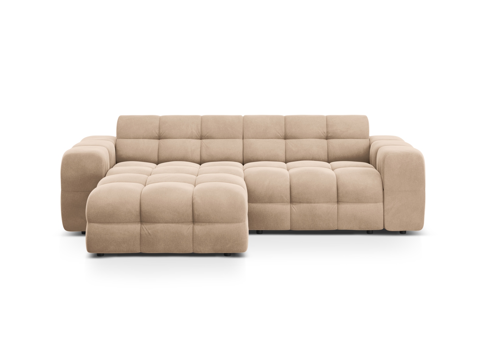 Velvet Left Corner Sofa, "Kendal", 4 Seats, 256x173x79
