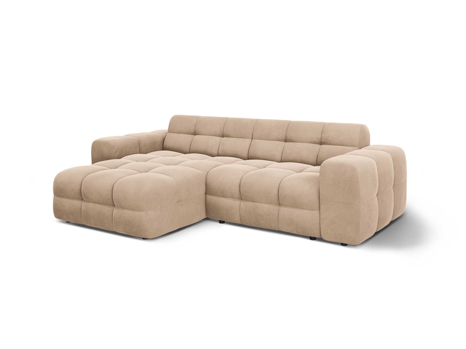 Velvet Left Corner Sofa, "Kendal", 4 Seats, 256x173x79