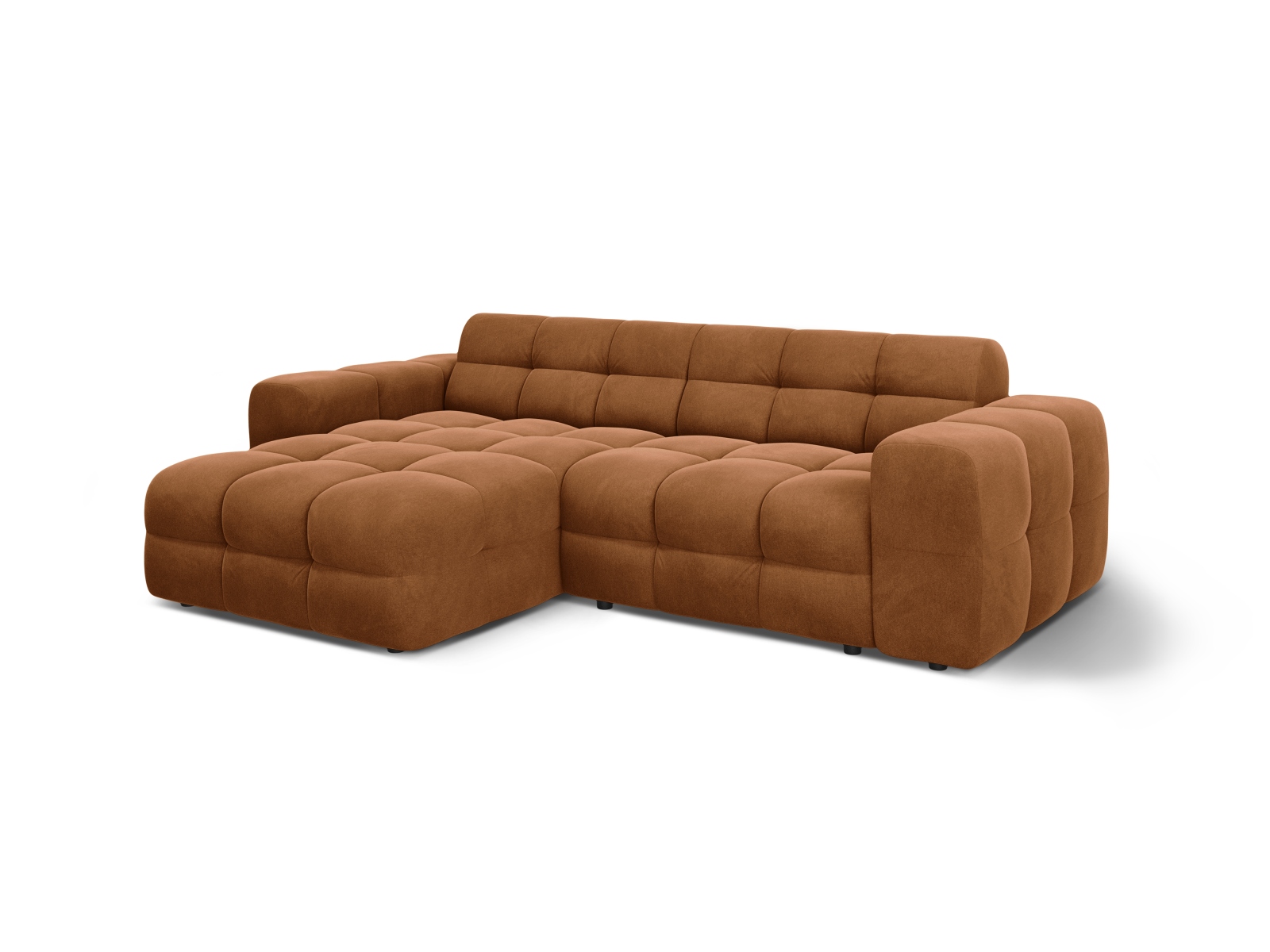 Velvet Left Corner Sofa, "Kendal", 4 Seats, 256x173x79