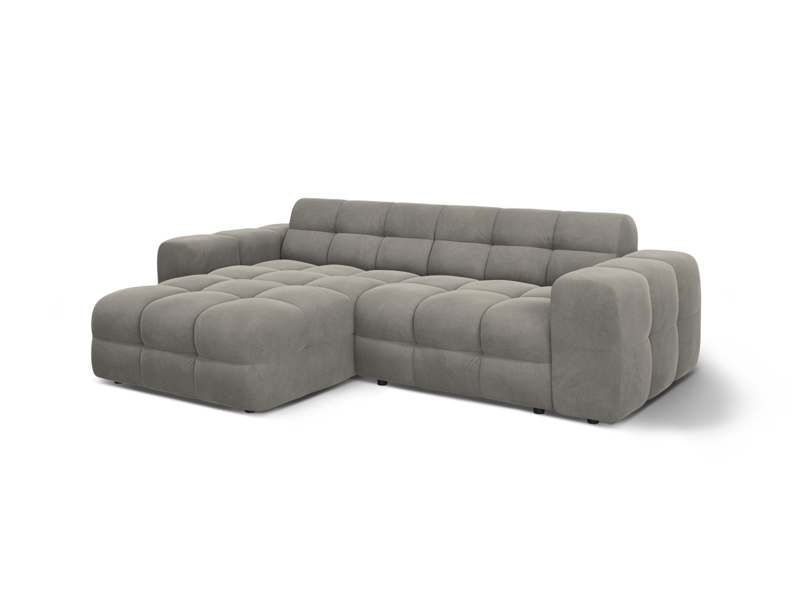 Velvet Left Corner Sofa, "Kendal", 4 Seats, 256x173x79