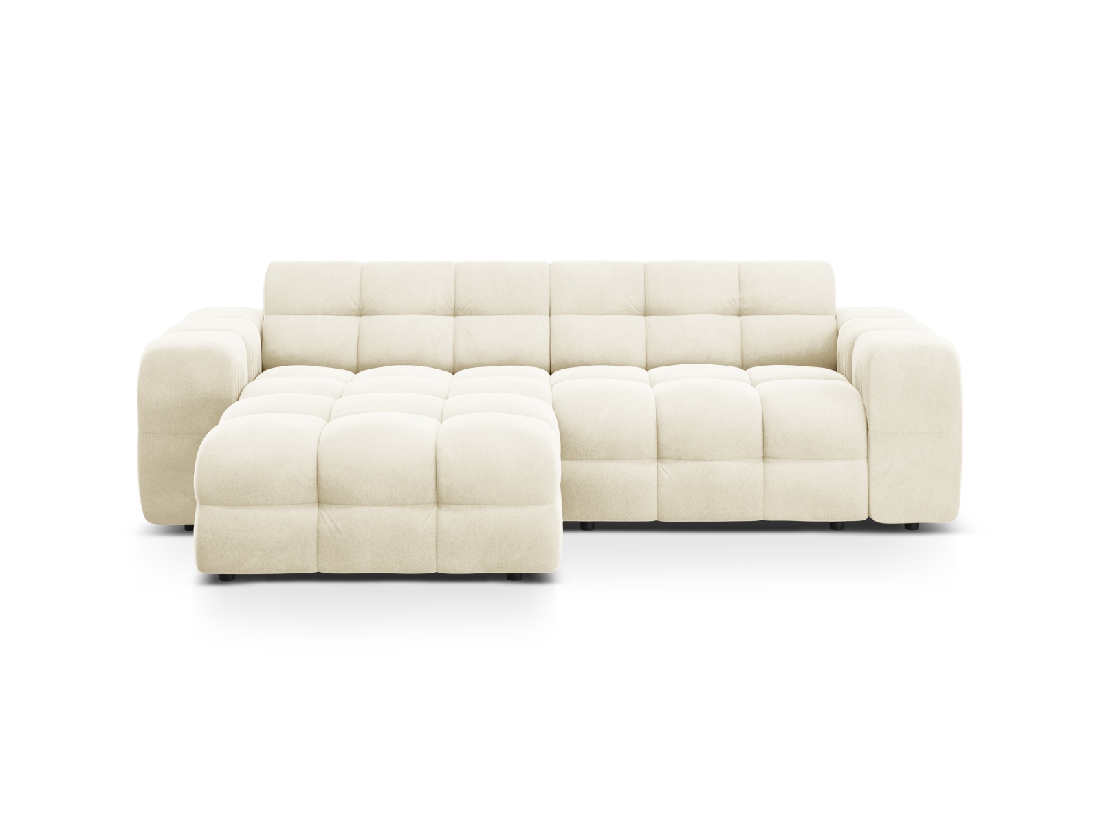 Velvet Left Corner Sofa, "Kendal", 4 Seats, 256x173x79
