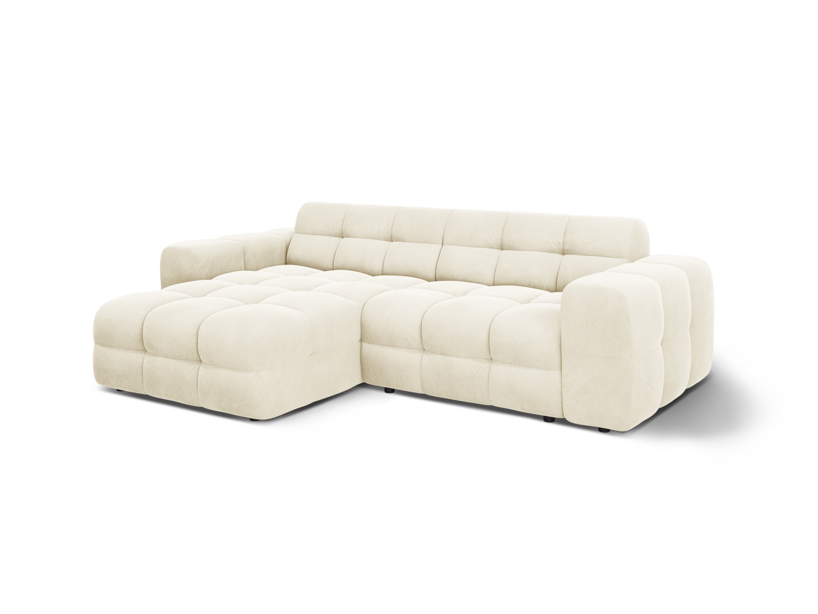 Velvet Left Corner Sofa, "Kendal", 4 Seats, 256x173x79