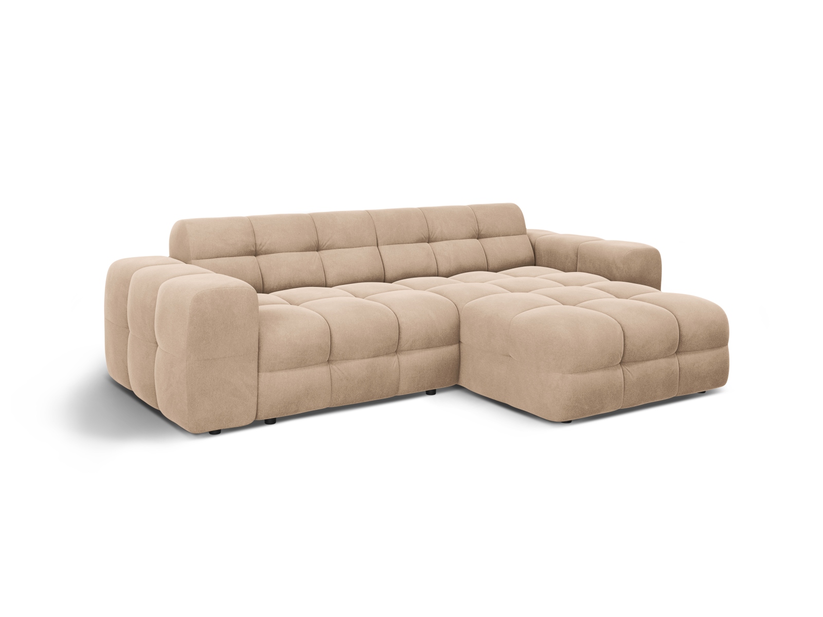 Velvet Right Corner Sofa, "Kendal", 4 Seats, 256x173x79