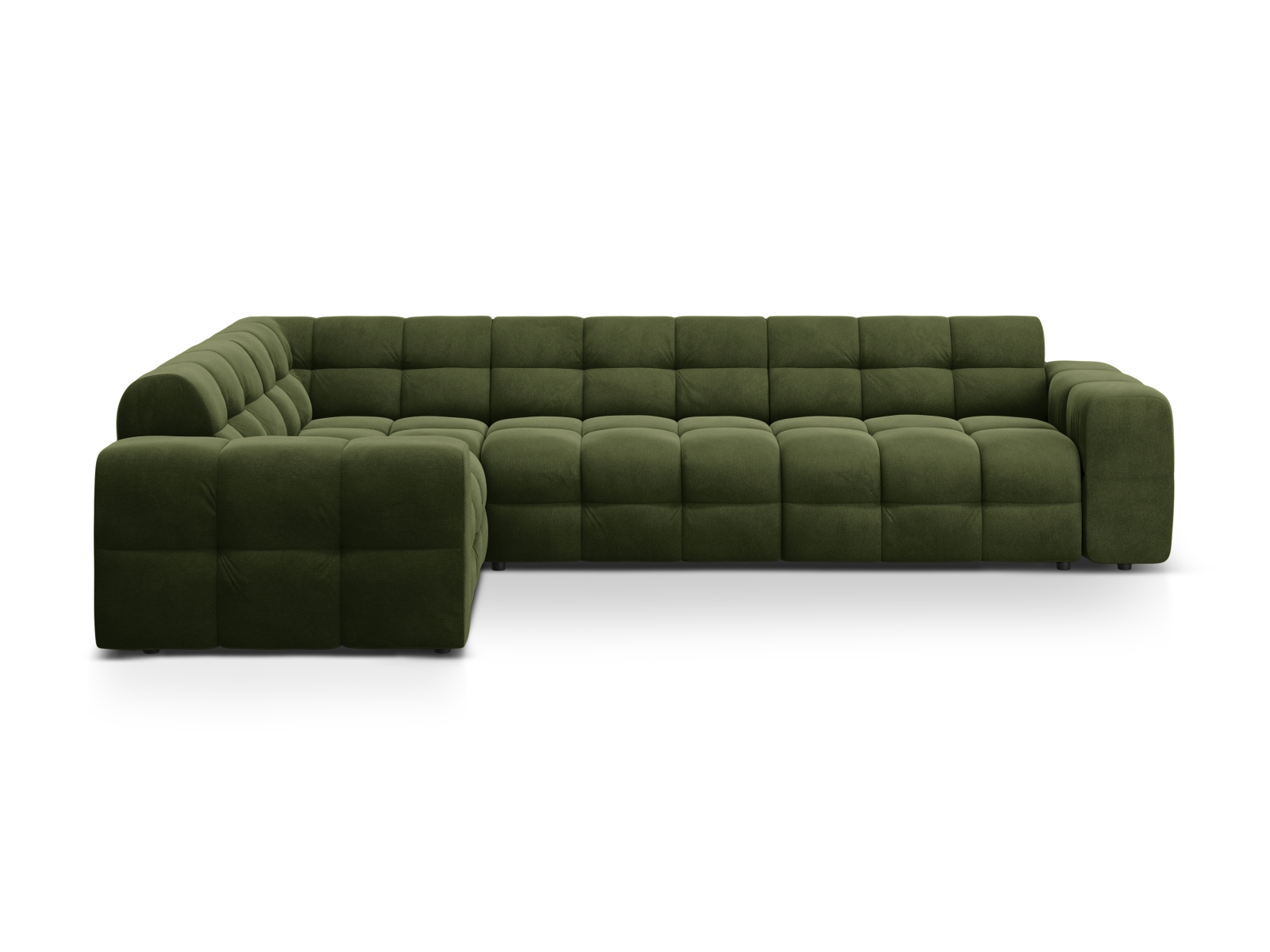 Velvet Left Corner Sofa, "Kendal", 6 Seats, 332x231x79