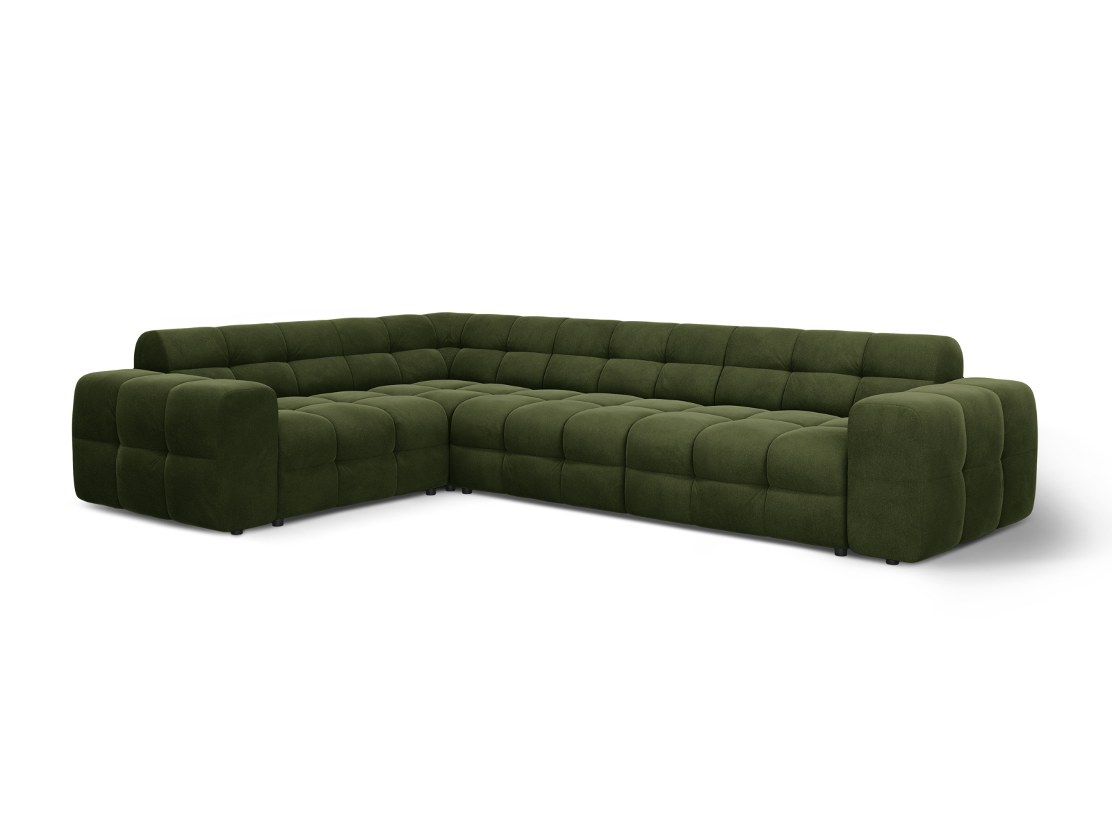 Velvet Left Corner Sofa, "Kendal", 6 Seats, 332x231x79