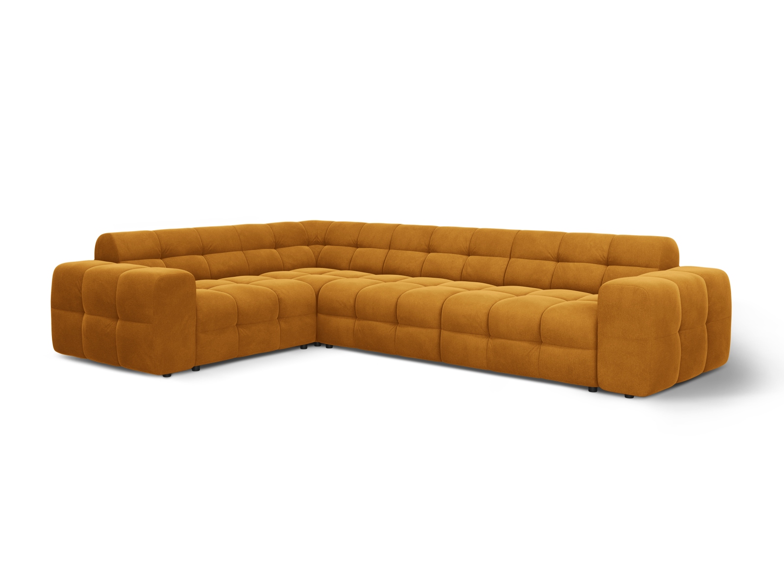 Velvet Left Corner Sofa, "Kendal", 6 Seats, 332x231x79