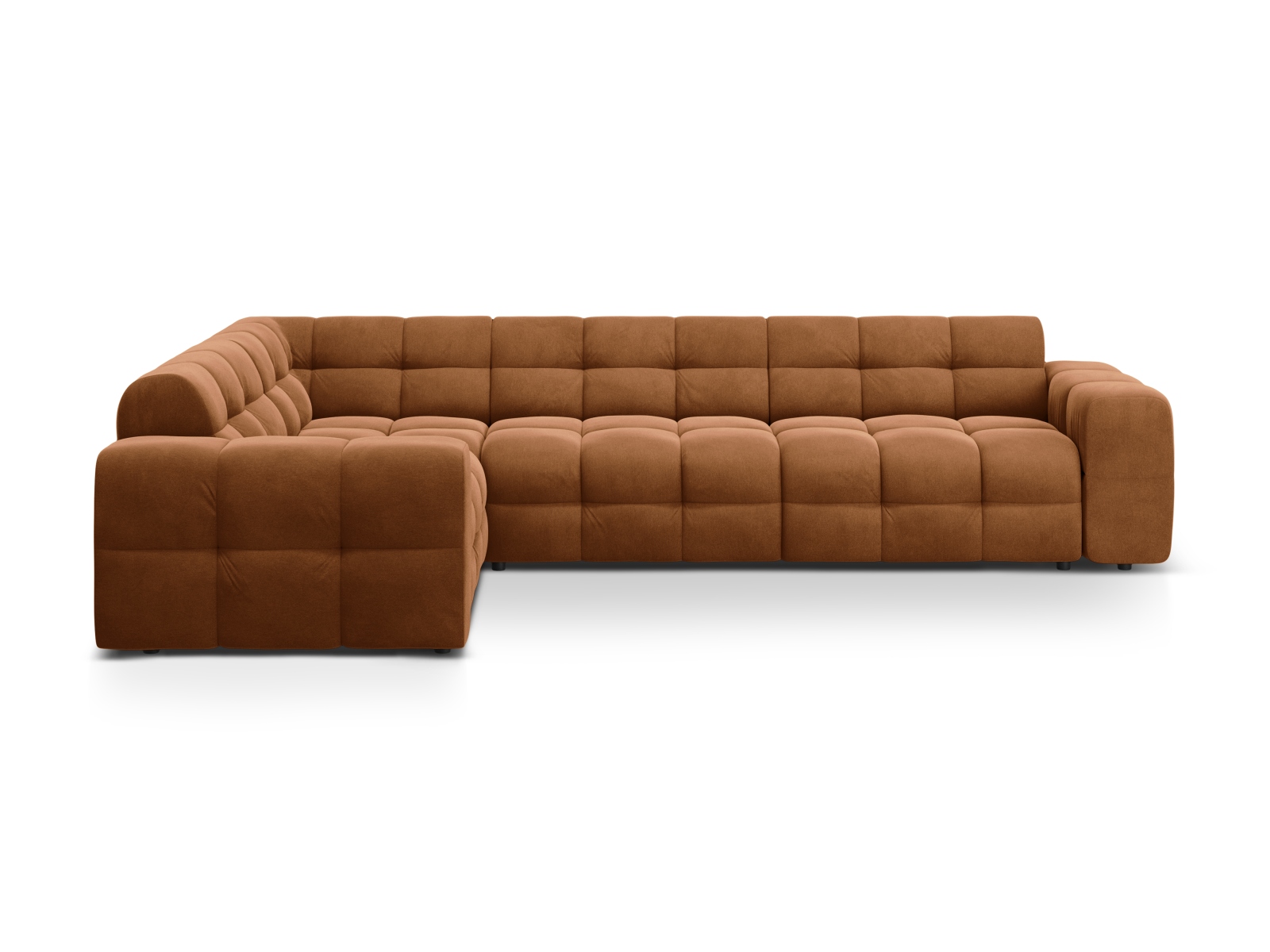 Velvet Left Corner Sofa, "Kendal", 6 Seats, 332x231x79