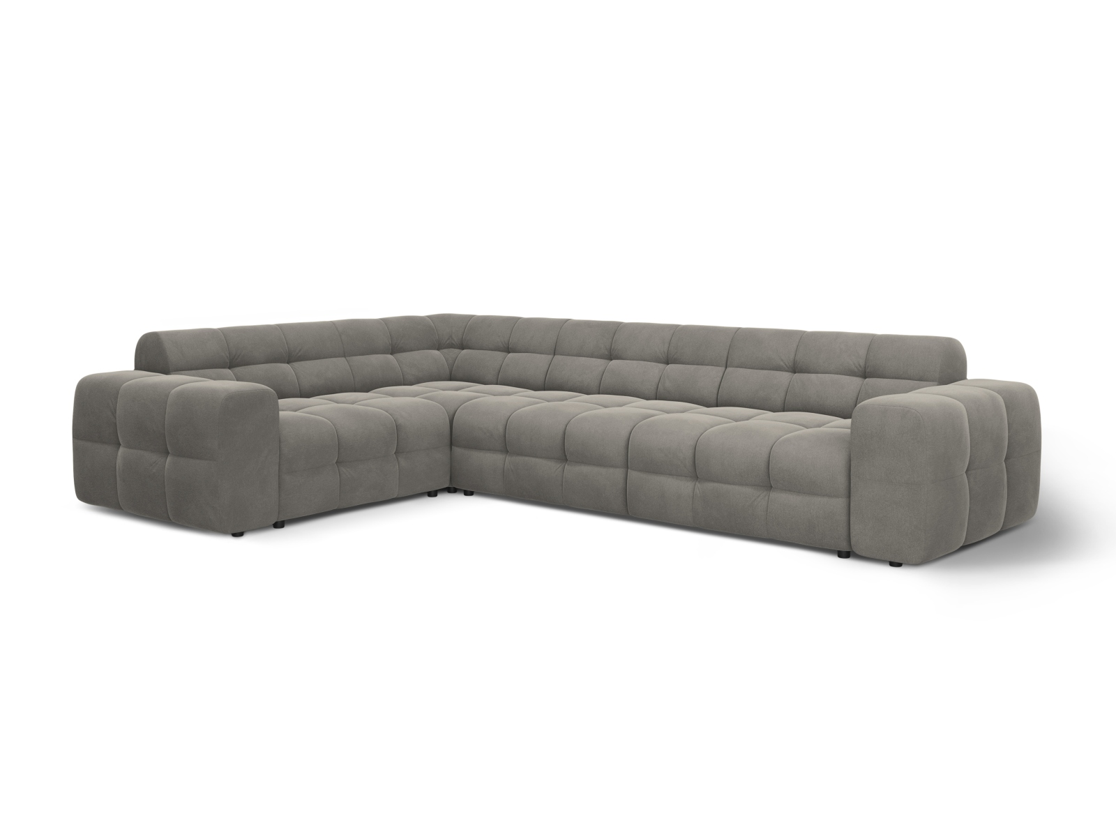 Velvet Left Corner Sofa, "Kendal", 6 Seats, 332x231x79