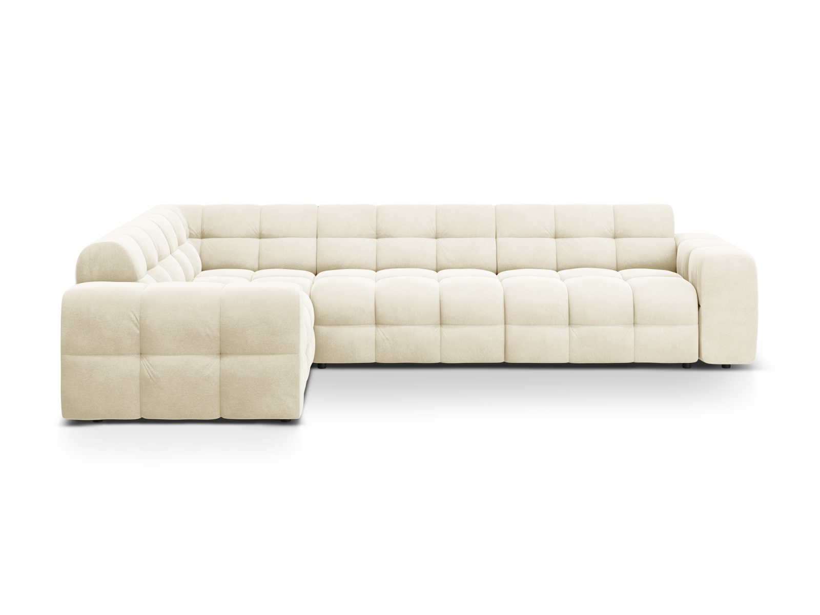 Velvet Left Corner Sofa, "Kendal", 6 Seats, 332x231x79