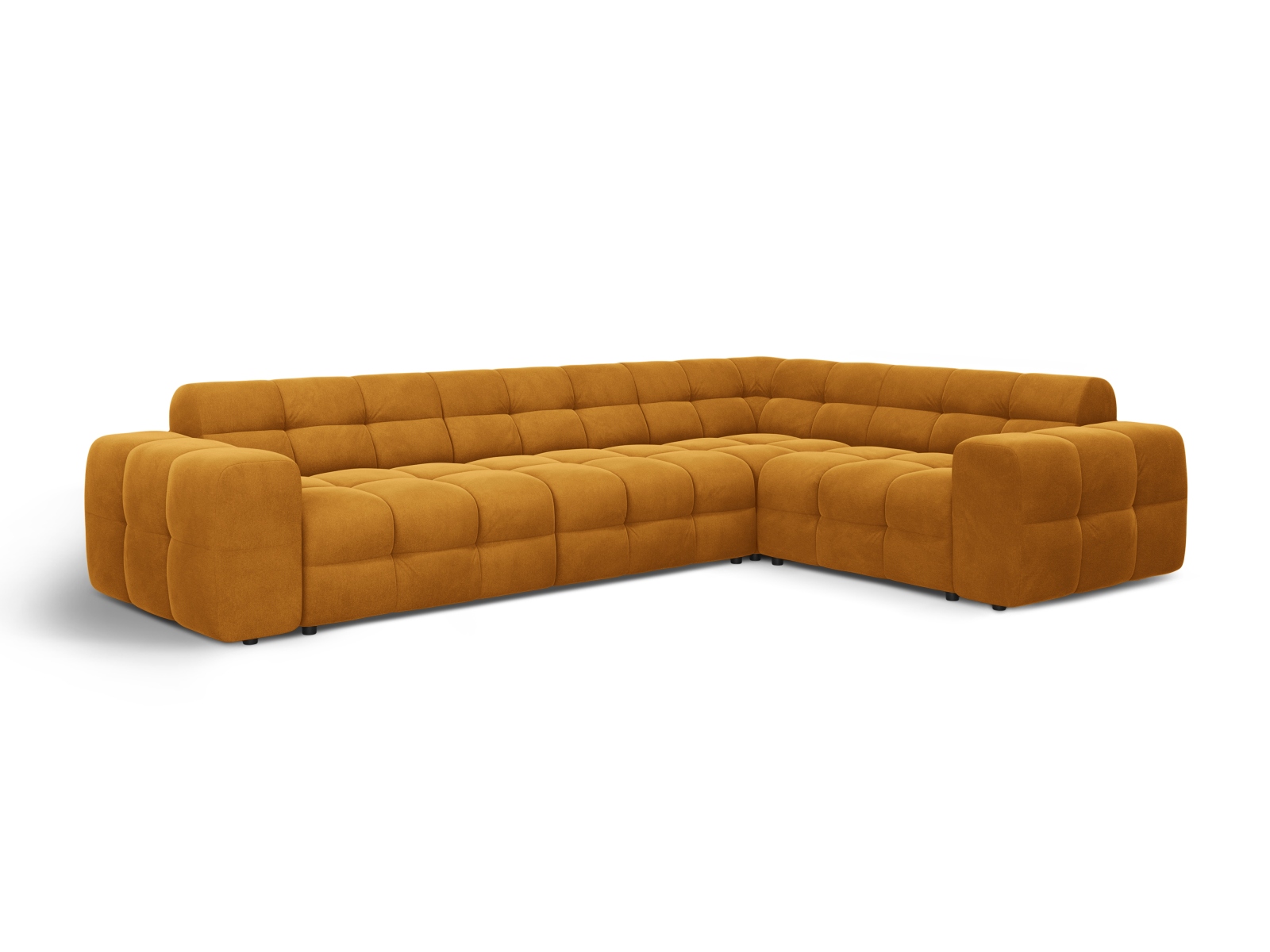 Velvet Right Corner Sofa, "Kendal", 6 Seats, 332x231x79
