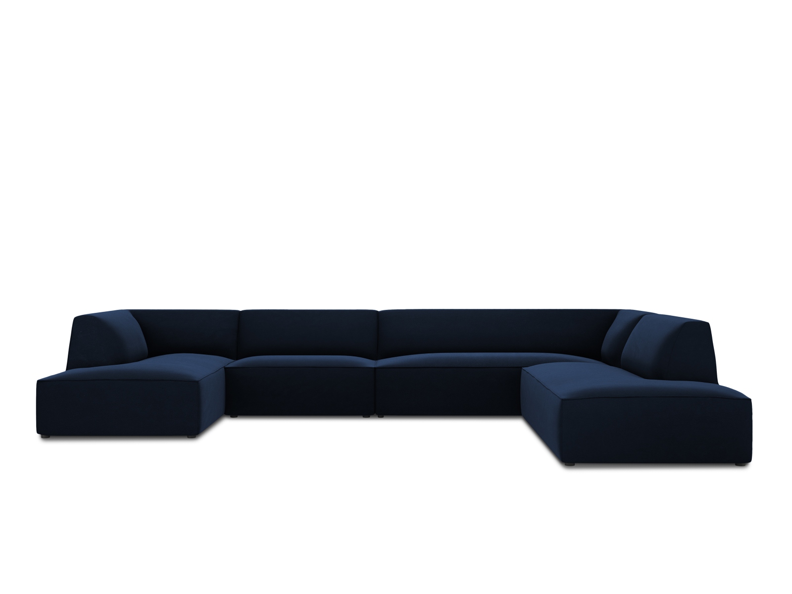 Velvet Panoramic Right Corner Sofa, "Ruby", 7 Seats, 366x273x69