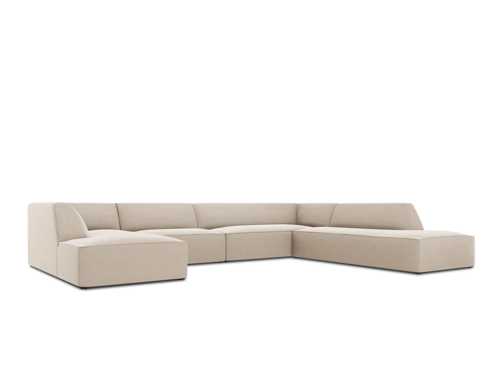 Velvet Panoramic Right Corner Sofa, "Ruby", 7 Seats, 366x273x69