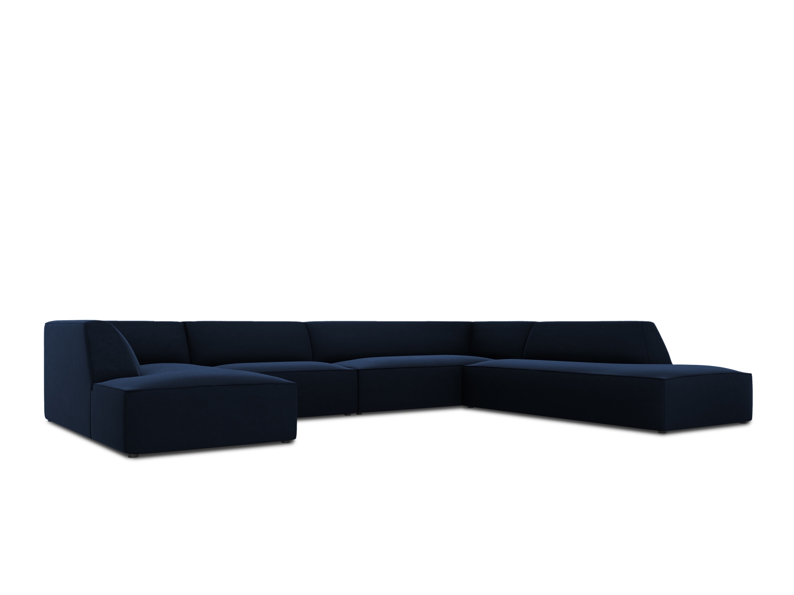 Velvet Panoramic Right Corner Sofa, "Ruby", 7 Seats, 366x273x69