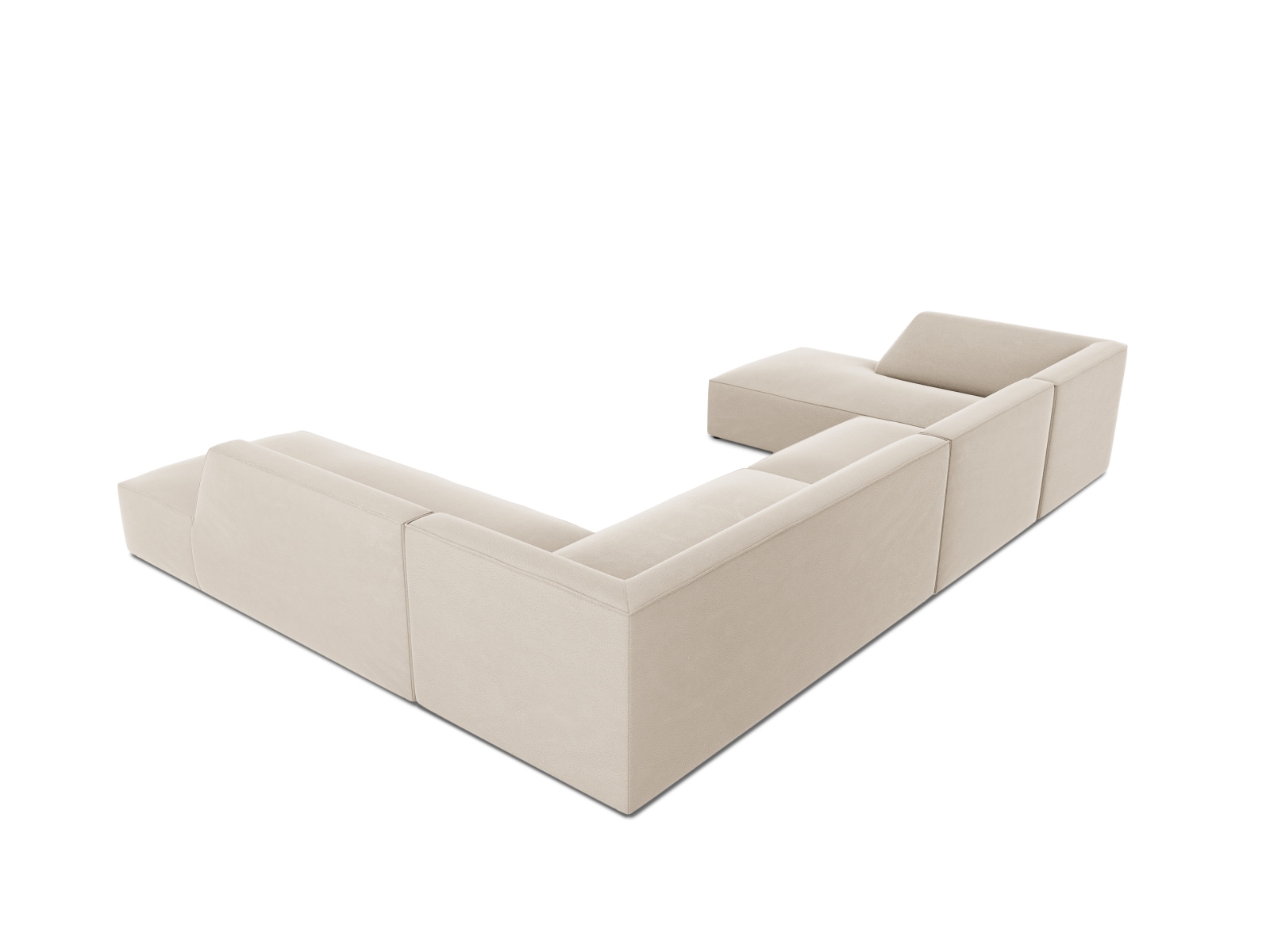Velvet Panoramic Right Corner Sofa, "Ruby", 7 Seats, 366x273x69